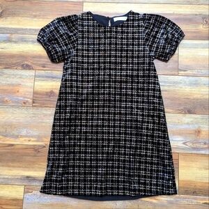 Zara Kids Holiday Formal Black Velvet Gold/Silver Sparkle Dress Girls 10